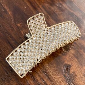 New Large Hair Clip Rhinestone and Gold
